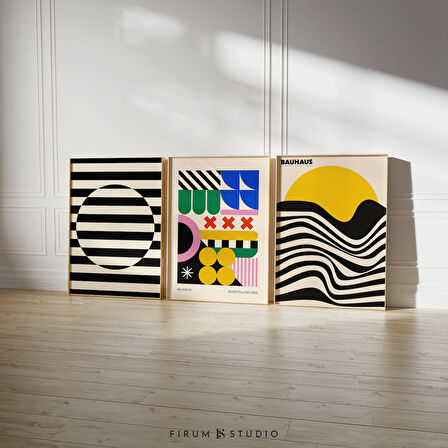 3'lü Bauhaus Posterleri Seti, Orta Yüzyıl Modern Galerisi