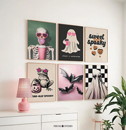 Trend Maksimalist Cadılar Bayramı 6'lı Set Sanat, Preppy Yurt Odası Dekoru
