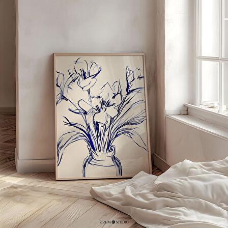 Hafif Estetik Sanat - Nötr Daire Duvar Dekoru İçin Soyut Çiçek Sanatı | Modern Oturma Odası ve Minimalist Daire Sanatı |