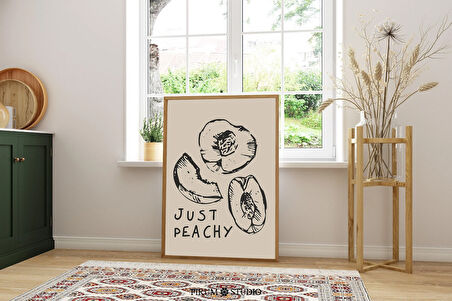 Şeftali Yemek Odası Duvar Dekoru, Nötr Mutfak Sanatı