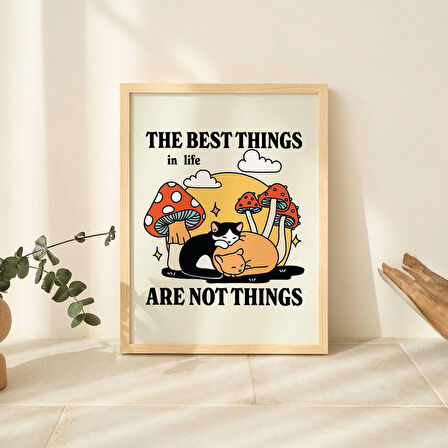 ÇERÇEVELİ Cottagecore Kedi Baskısı, En İyi Şeyler Sağlıklı Söz Posteri, Çiftlik Evi Yurt Baskıları