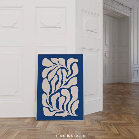 Soyut Organik Şekiller Sanatı, Mavi Botanik Duvar Sanatı