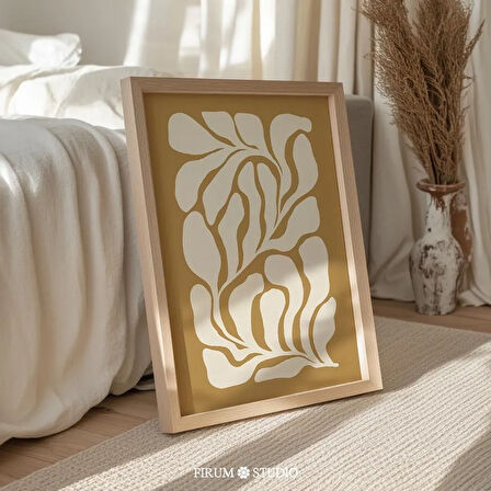 Rahat Boho Yatak Odası Organik Sanat – Sönük Sarı Botanik Poster