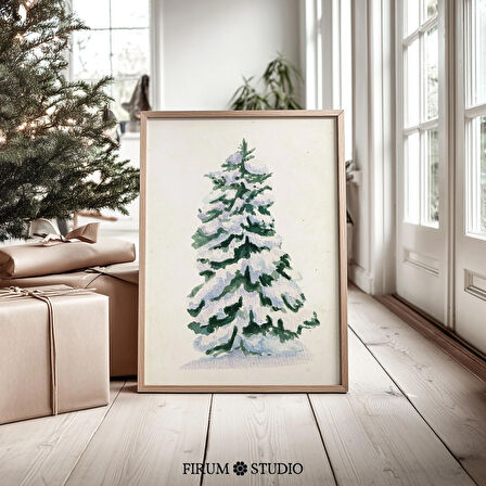 Kış Çam Ağacı Duvar Sanatı, Rahat Noel Ağacı Çiftlik Evi Dekoru