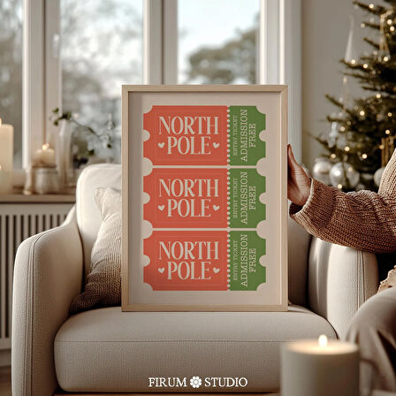 Kuzey Kutbu Giriş Bileti Duvar Sanatı, Sevimli ve İlginç Noel Tatili Dekoru
