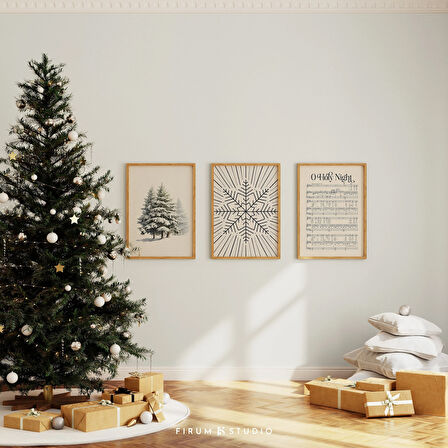 Nötr Noel 3'lü Duvar Sanatı Seti