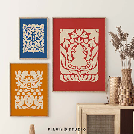 Noel Baskı Duvar Sanatı Seti 3'lü, Parlak Noel Dekoru, Noel Galerisi Duvar Seti