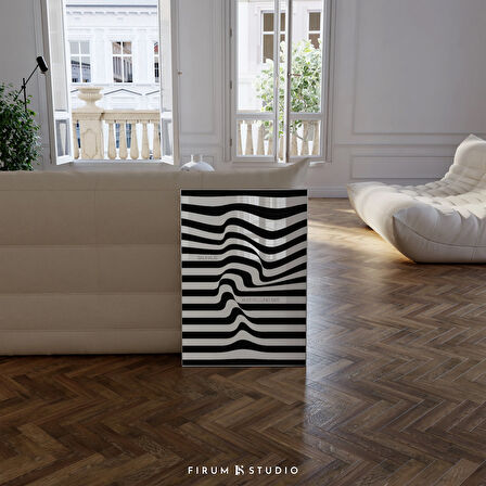 Siyah Beyaz Geometrik Sanat, Orta Yüzyıl Modern Duvar Sanatı