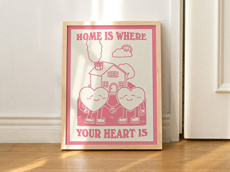 Retro Ev, Evim güzel evim posteri, yazdırılabilir yanık pembe dekor, eski estetik