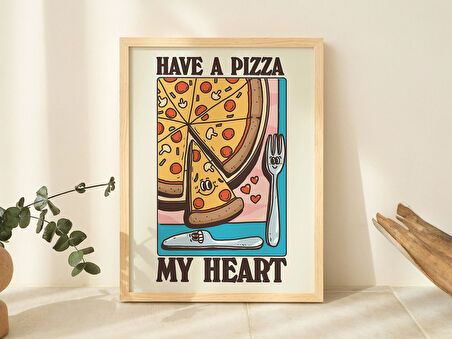 Sevimli Mutfak Duvarı, Retro Pizza Yemek Duvar Dekoru, Eklektik Baskılar
