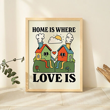 Renkli Ev, Evim Güzel Evim Posteri, Yazdırılabilir Ev Dekoru