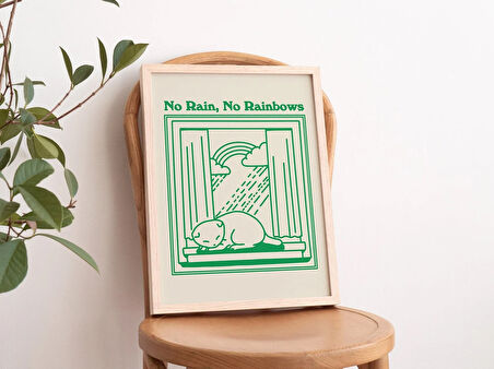 Minimal Kedi Duvarı, Olumlama Sanatı, Retro Duvar Dekoru, Yağmursuz Sanat