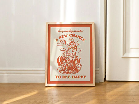 Retro Bal Arısı Duvarı, Bombus Arısı Posteri, Pozitiflik Alıntısı Retro İllüstrasyon