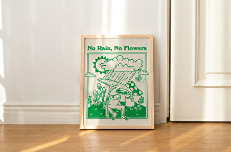 Kurbağa Çiçek Duvarı, Olumlama Sanatı, Retro Duvar Dekoru, Mantar Sanatı