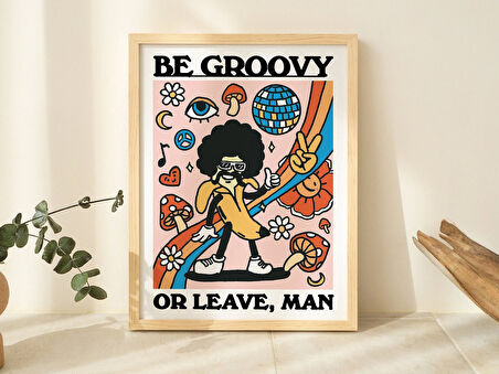 ÇERÇEVELİ Harika Muz Baskısı, Renkli Hippi Poster, Retro Estetik Çerçeveli Posterler