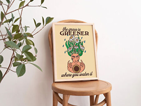 Retro Çiçek Duvarı, Olumlu Söz Posteri, Sanat Eseri, Retro Duvar Dekoru