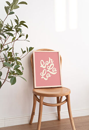 Retro Pembe Poster, Fransız Sanatı, Estetik Sanat Eserleri, Preppy Tipografi Posteri