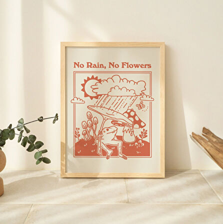 ÇERÇEVELİ Yanık Turuncu Kurbağa Baskısı, Retro Minimalist İllüstrasyon, Vintage Estetik Çerçeveli Posterler, Çerçeveli Duvar Dekoru