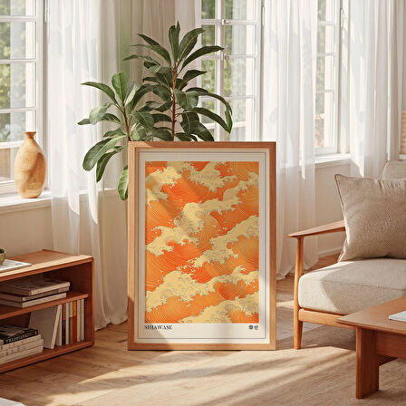 Turuncu Dalgalar Japandi Duvar Sanatı, Wabi Sabi Duvar Sanatı, 20x28 Baskılar, Japon Posteri