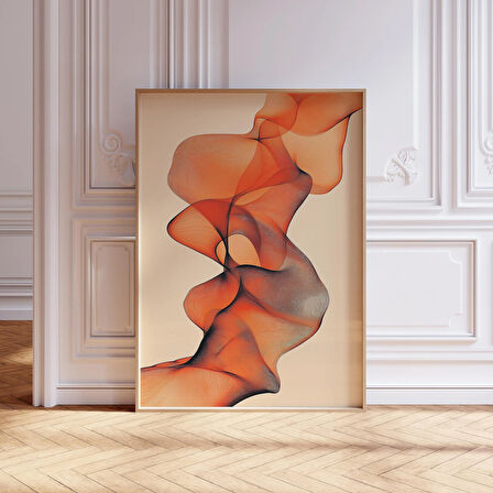 Yanık Turuncu Orta Yüzyıl Modern Duvar Sanatı, Soyut Japon Tarzı Duvar Sanatı