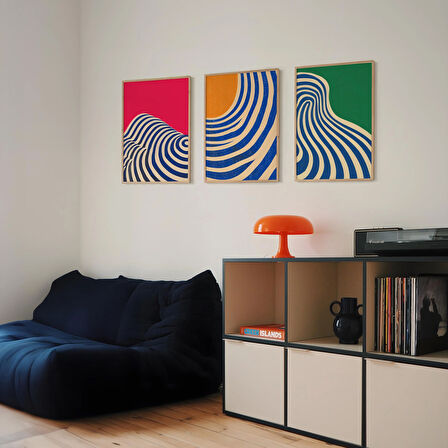 Modern Duvar Sanatı 3'lü Set, Minimalist Poster, Orta Yüzyıl Modern Duvar Sanatı