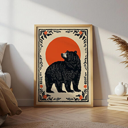 Kara Ayı Halk Sanatı: Rustik Orman İllüstrasyonu ( & )