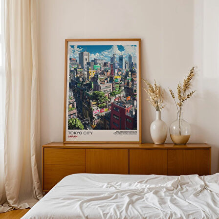 Japon Tokyo Şehir Posteri, Japon Duvar Sanatı, Japandi Duvar Sanatı