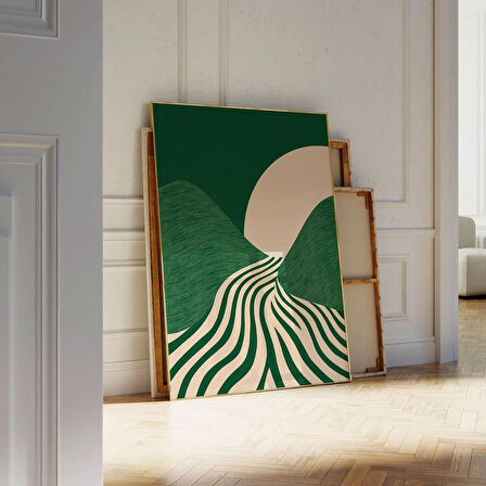 Minimalist Modern Yeşil Duvar Sanatı, Soyut Çizgi Sanatı, Minimalist Poster