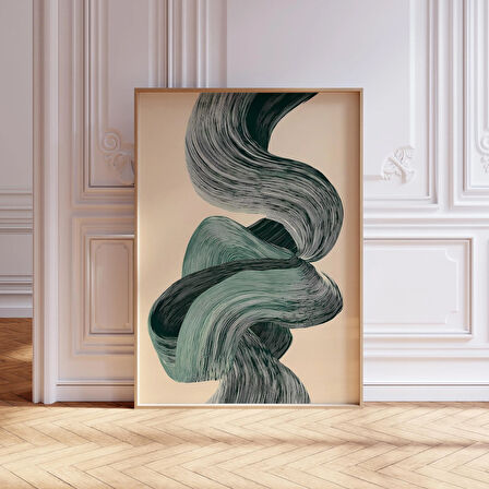 Adaçayı Yeşili Soyut Sanat: Orta Yüzyıl Modern Duvar Dekoru ( & )