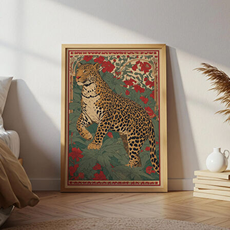 Leopar Halk Sanatı: Eski Orman Hayvanı İllüstrasyonu ( & )