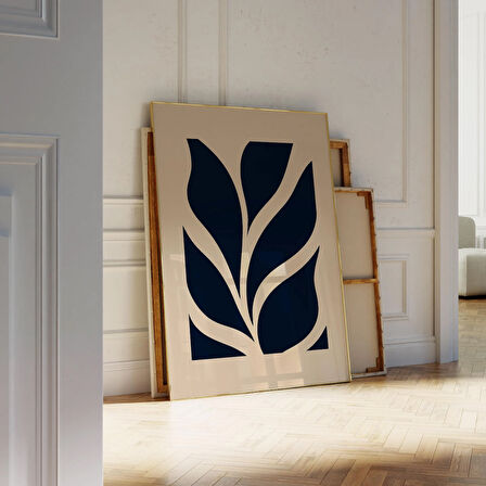 Minimalist Siyah Botanik, Bej ve Siyah Modern Çizgi Sanat Posteri, Oturma Odası