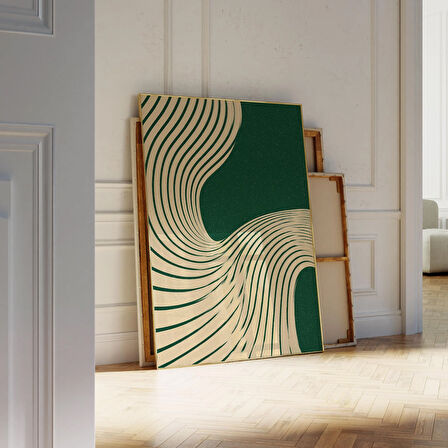 Adaçayı Yeşili Soyut Çizgi Sanatı: Modern Minimalist Dekor ( )