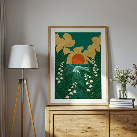 Zambak Vadi Okyanus Dalgası: Art Nouveau Çiçek Posteri ( & )