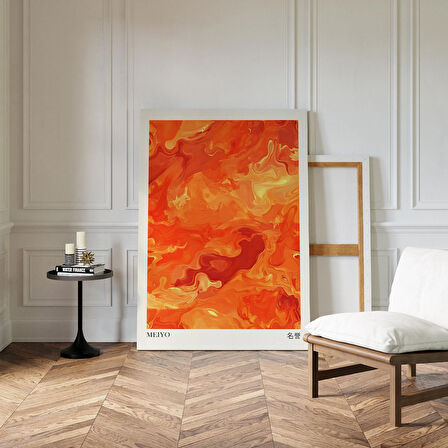 Turuncu Nötr Ev Dekorasyonu, Japandi Duvar Sanatı, Toprak Tonlarında Duvar Sanatı, Wabi Sabi Duvar Sanatı