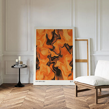 Yanık Turuncu Modern Nötr Ev Dekorasyonu, Japandi Duvar Sanatı, Toprak Tonlarında Duvar Sanatı, Japon Duvar Sanatı