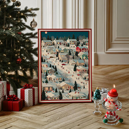 Noel Mahalle Sanatı: Şenlikli Karlı Tatil Sahnesi ( & )