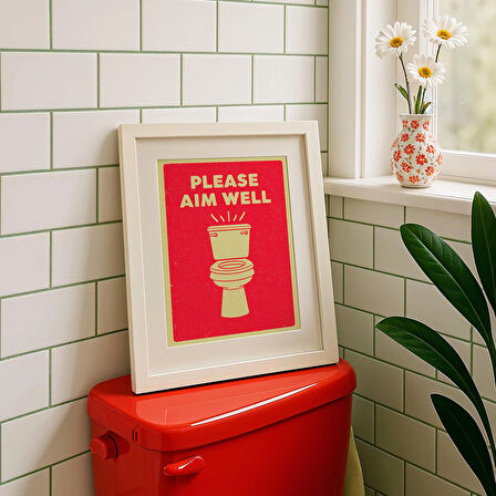 Komik Banyo Tabelası: Retro Tuvalet Mizahı Tuvalet Posteri ( )