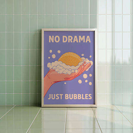 Dram Yok Sadece Kabarcıklar Banyo Duvar Sanatı, Komik Retro Banyo Dekoru