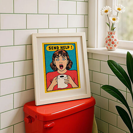 Komik Retro Banyo Duvar Sanatı, Pop Art Mizah Banyo Posteri