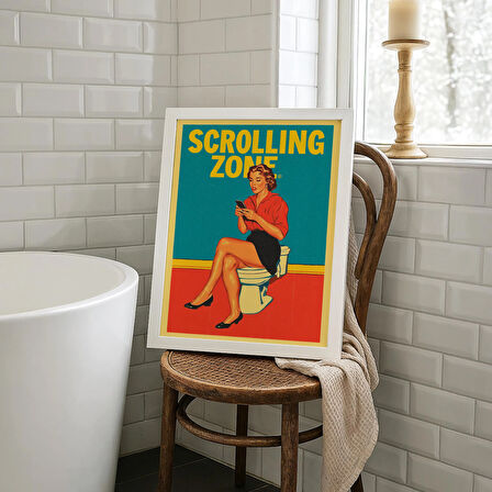 Retro Pop Art Banyo: Tuvaletteki Komik Kadın ( )