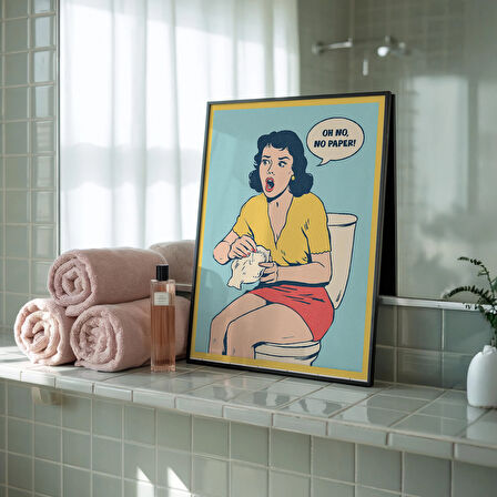 Komik Banyo Duvar Sanatı, Retro Pop Art Poster, İlginç Tuvalet Mizah Tabelası