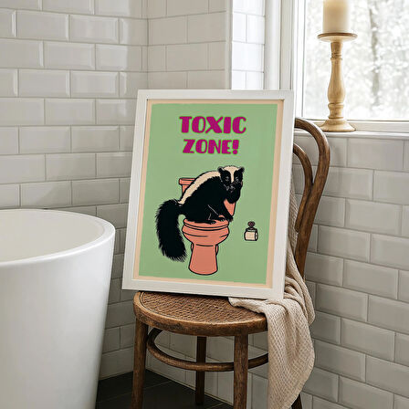 Toxic Zone Komik Banyo Duvar Sanatı, Tuhaf Kokarca Tuvalet Posteri, Esprili Tuvalet Tabelası