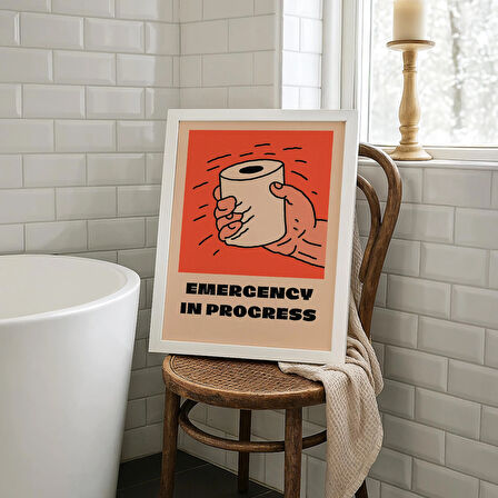 Komik Banyo Posteri: "Acil Durum Devam Ediyor" Tuvalet Kağıdı (& Dosyalar)
