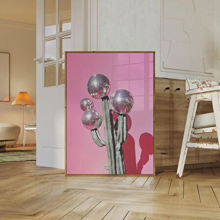 Disko Topu Kaktüsü Duvar Sanatı, Şık Oda Dekoru, Disbo Topu, Eğlenceli Duvar Sanatı