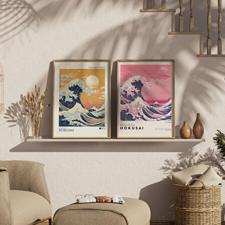 Büyük Dalga Poster Seti 2 Baskı, Hokusai, Japon Duvar Sanatı, Hokusai Poster