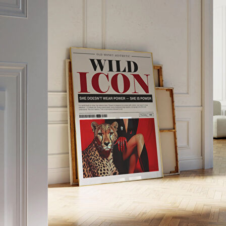 Vahşi Çita Moda Duvar Sanatı, Eski Gazete, Dergi Kapağı, Yurt Odası Dekoru, Trend Gazete