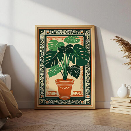 Monstera Bitkisi : Pişmiş Toprak Çömlek, Halk Sanatı Tarzı ( & )