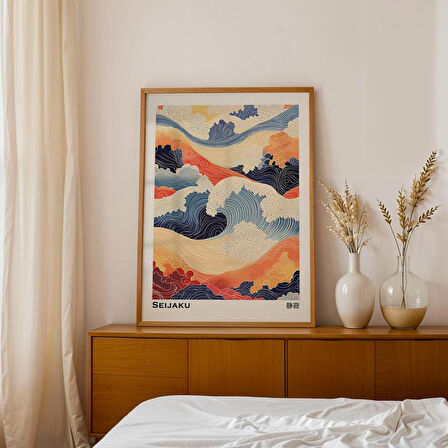 Japon Dalgaları Posteri Japandi Duvar Sanatı, Wabi Sabi Duvar Sanatı, Japandi Sanatı