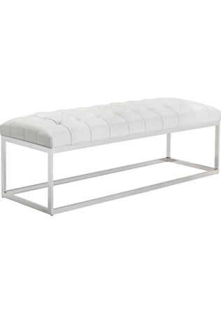   Nish Modern Döşemeli Beyaz Metal Ayaklı Bench