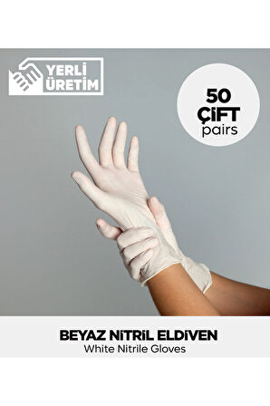Nitril Beyaz Eldiven 50 Çift
